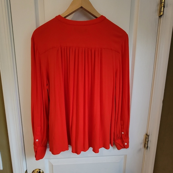 Red women's button down blouse - Picture 5 of 7